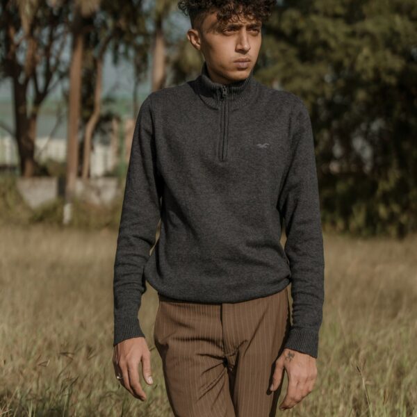 Peter England Senior Sweaters - Grey / Black