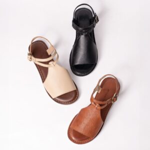 Hush Puppies Senior Sandals - Tan / Navy